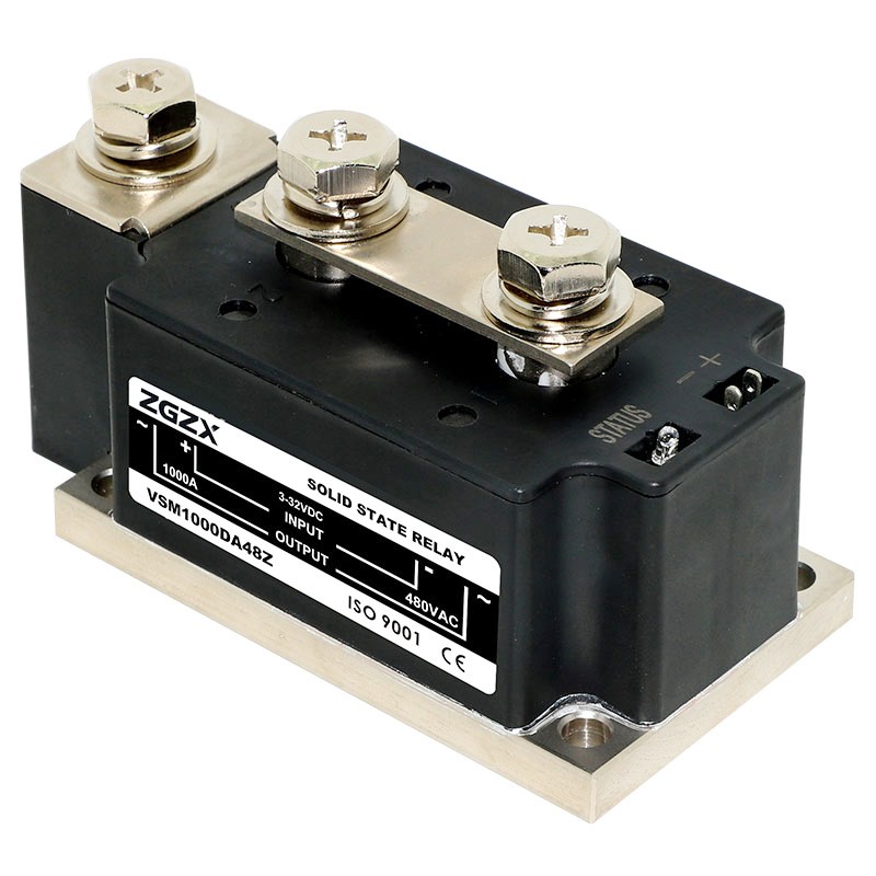 VSM Series 500A-1000A AC SSR, DC control AC solid state relay, input 3-32VDC, input with LED indication, output current capacity 500A-1000A, output voltage 24-480VAC